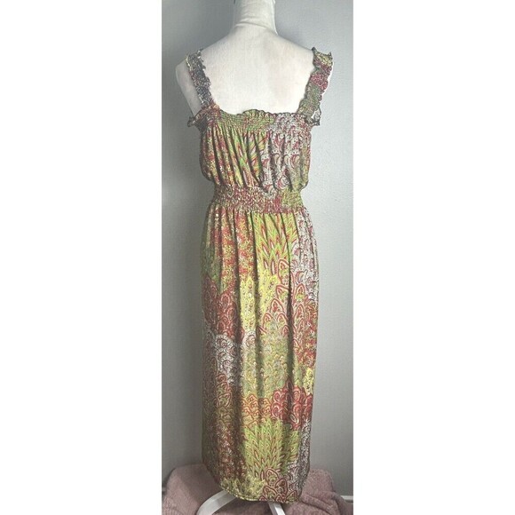 Seven Islands Sleeveless Ruffle Straps Paisley Print Maxi Dress Size Medium - Picture 4 of 9